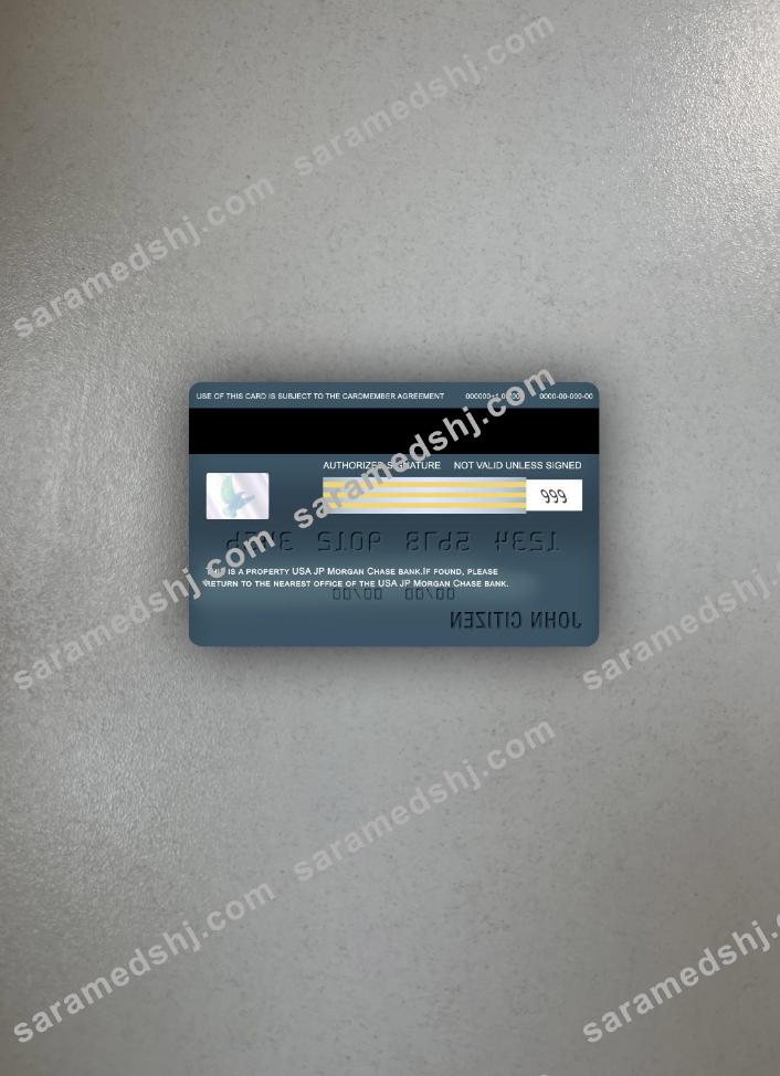 USA JP Morgan Chase bank visa signature card photolook back